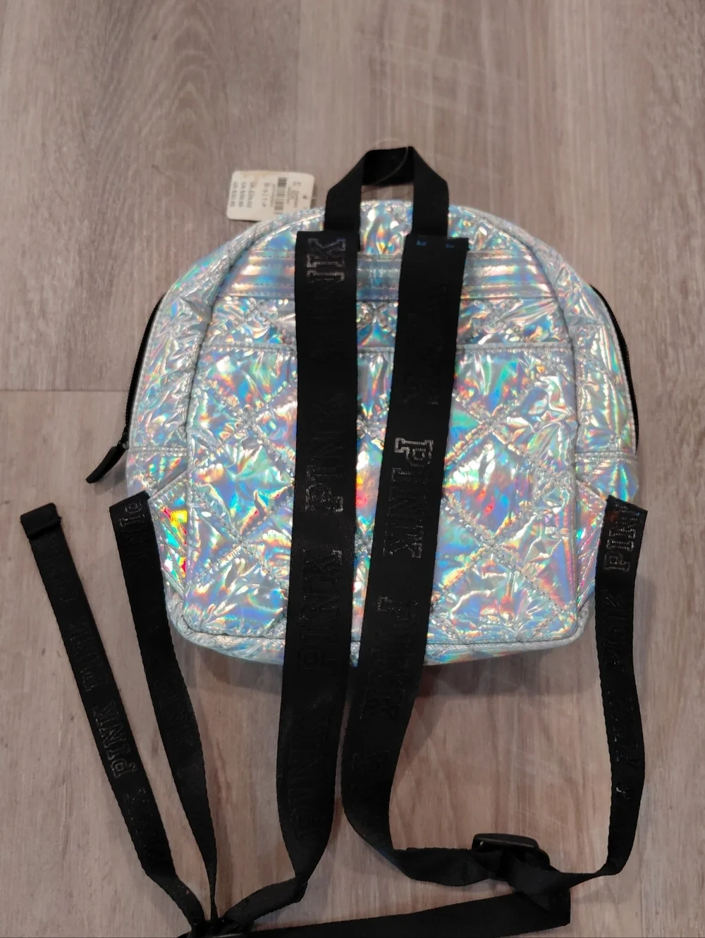 PINK Victoria's Secret Holographic Quilted Mini Backpack - Iridescent